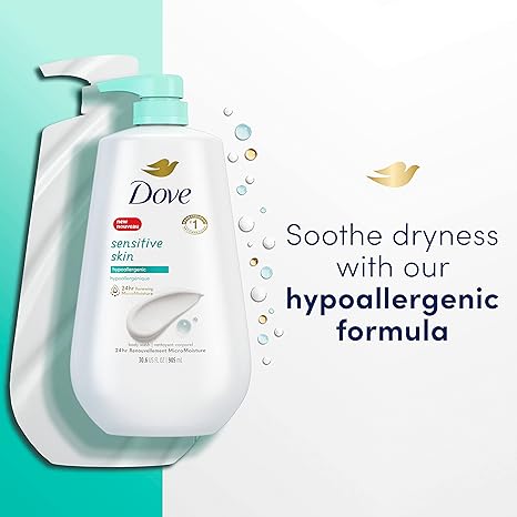 Dove Body Wash 3 Count with Pump Sensitive Skin Hypoallergenic